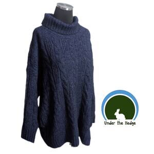 Torrid Blue "Vegan Cashmere" Cable Knit Turtleneck Sweater 1 1X